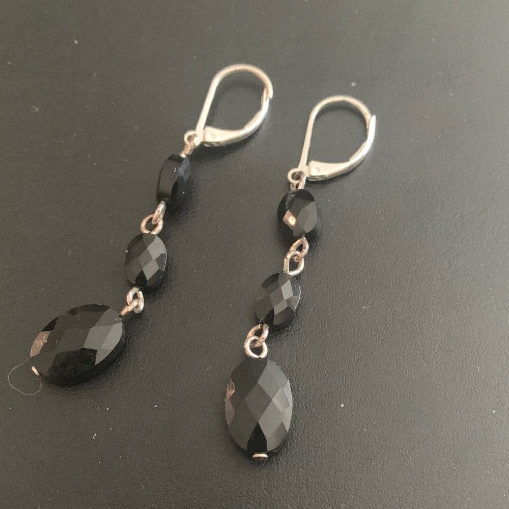 Nine West Black Faceted Drop Earrings